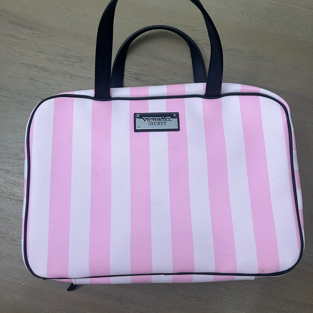 Victoria's Secret Pink and White Striped toiletries Tote